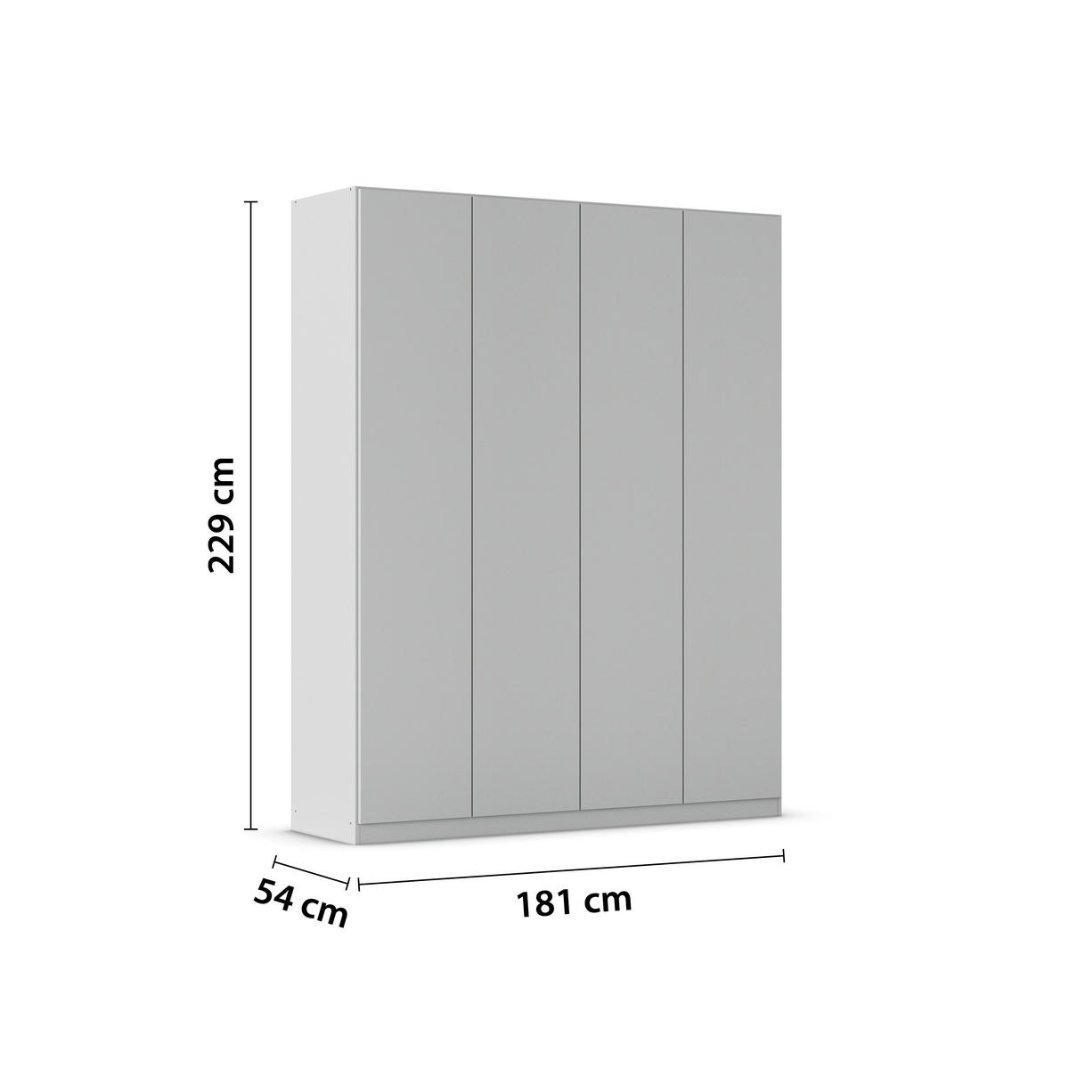 FALTTÜRENSCHRANK Grau  - Grau, Holzwerkstoff (181/229/54cm) - Boxxx