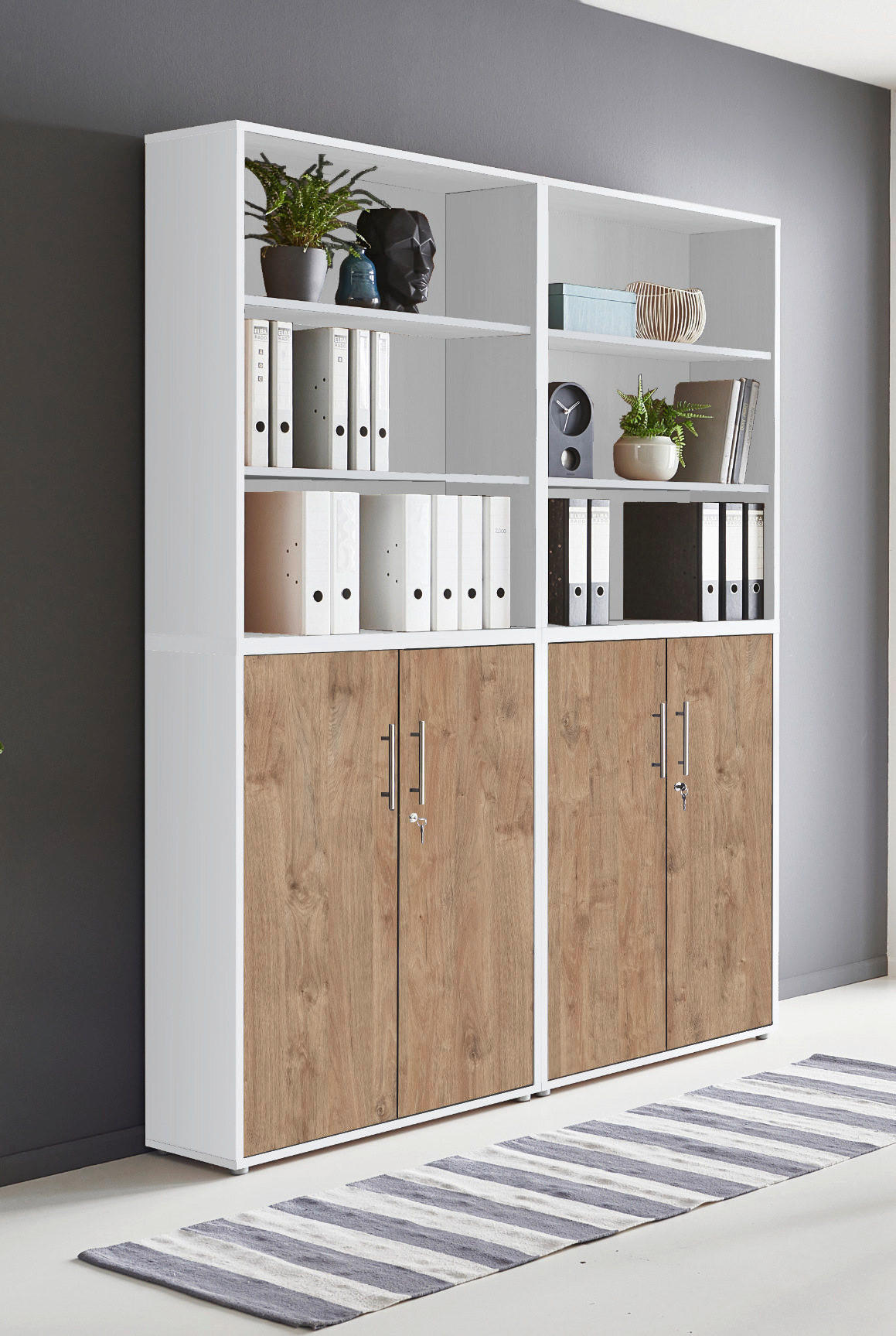 AKTENSCHRANK Weiß, Eichefarben  - Eichefarben/Weiß, MODERN, Holzwerkstoff (168,8/227,2/33cm) - MID.YOU