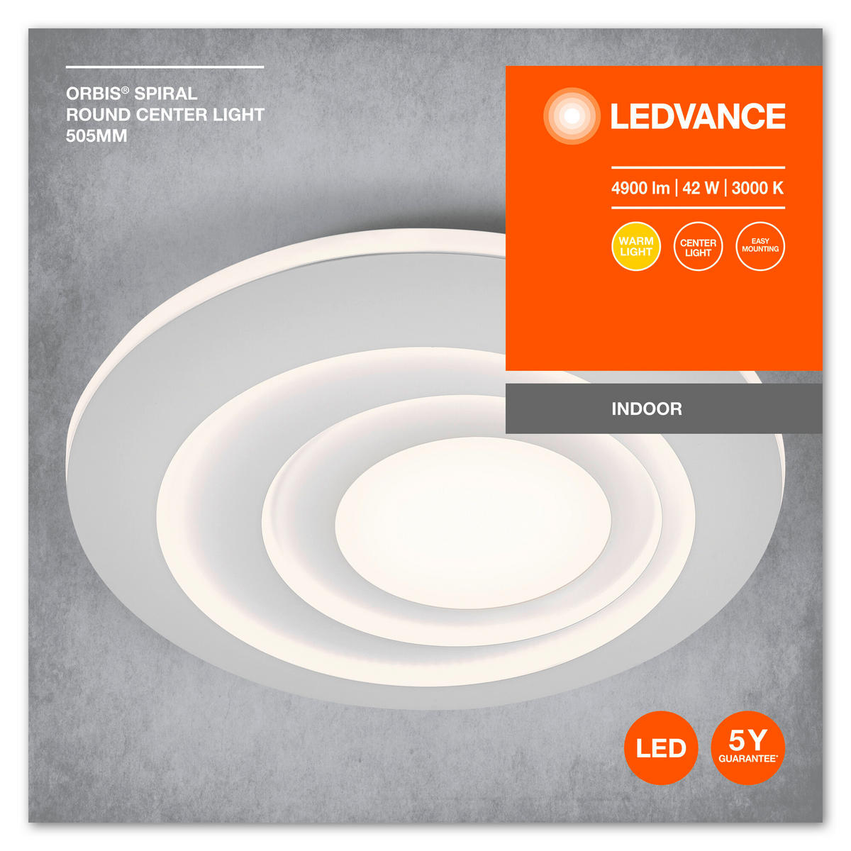LED-DECKENLEUCHTE 50,5/6 cm   - Weiß, Basics, Metall (50,5/6cm) - Ledvance