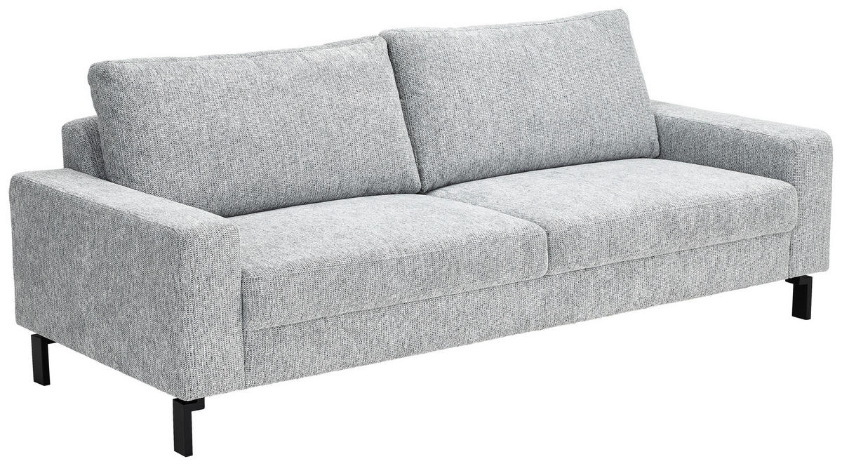 3-SITZER-SOFA in Flachgewebe Hellgrau  - Hellgrau/Schwarz, Design, Textil/Metall (218/86/97cm) - Hom`in