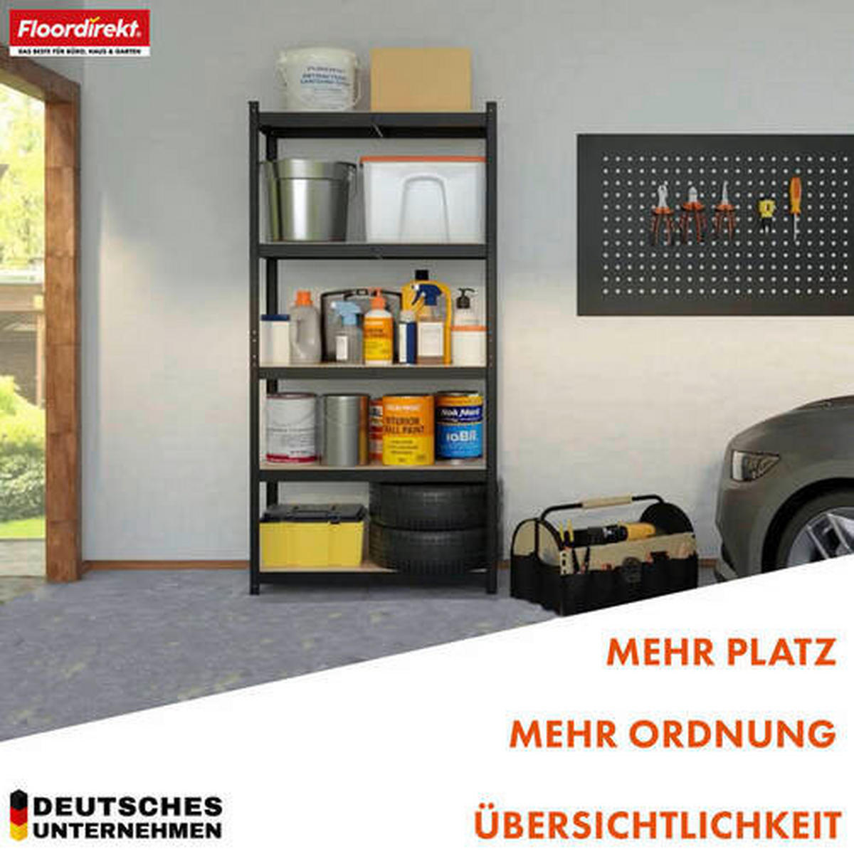 SCHWERLASTREGAL 90/180/45 cm  - Schwarz, Basics, Naturmaterialien/Metall (90/180/45cm) - Floordirekt