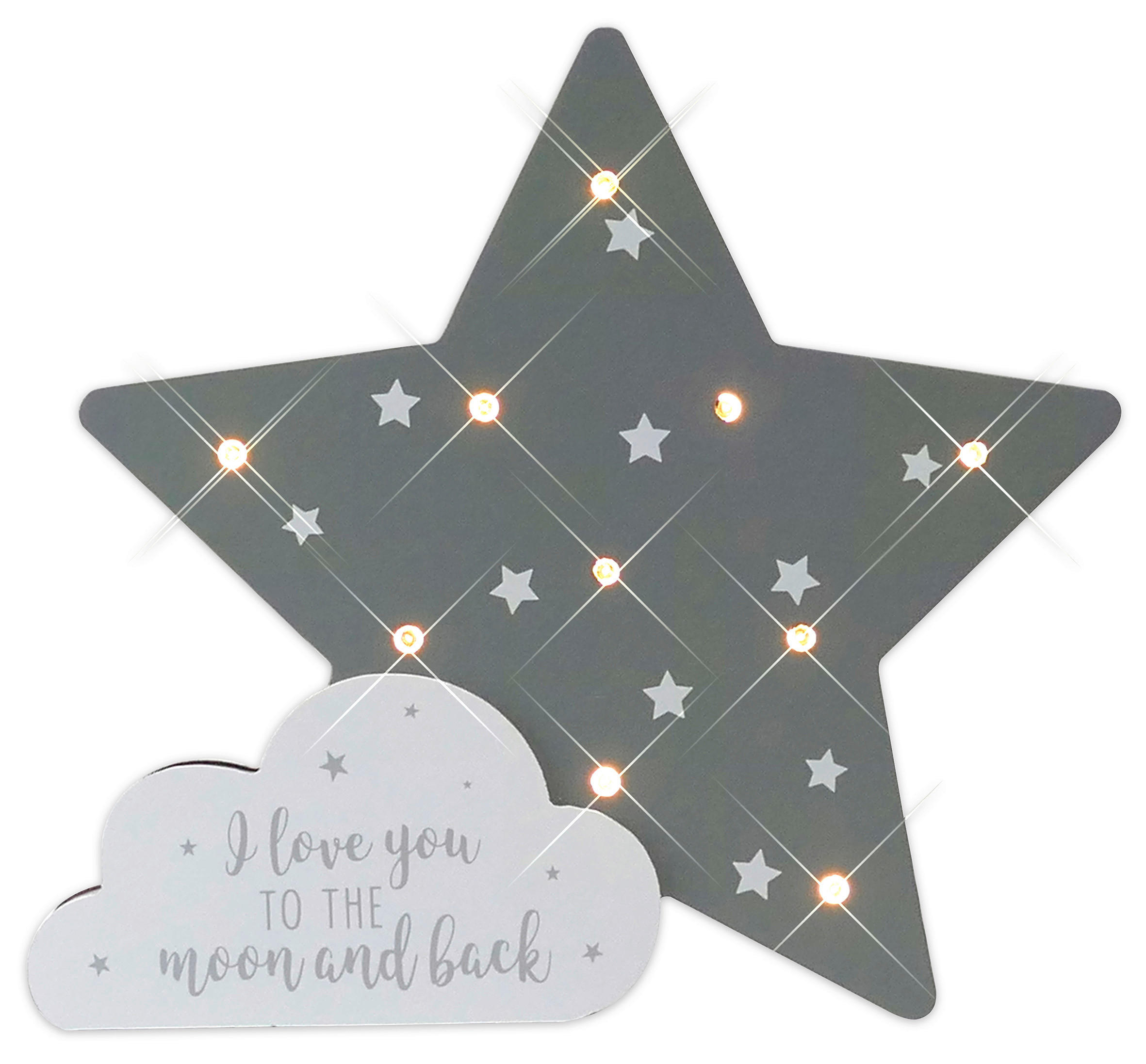 OTROŠKA NOČNA SVETILKA  Star //3000 K// - siva/bela, Trend, leseni material (20/19cm) - My Baby Lou