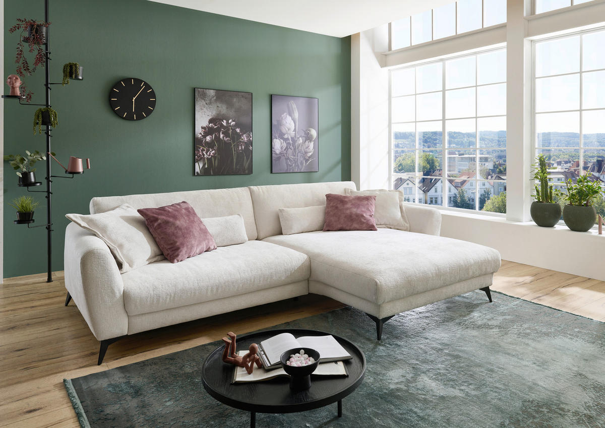 ECKSOFA Naturfarben Chenille  - Schwarz/Naturfarben, Design, Textil/Metall (288/194cm) - Niels Andersson