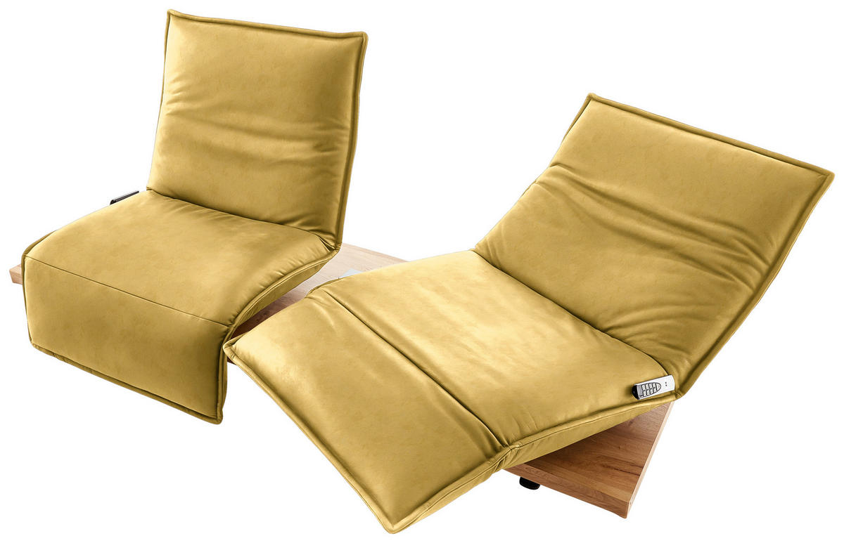 2-SITZER-SOFA in Echtleder Gelb  - Eichefarben/Gelb, Natur, Leder/Holz (240/63/115cm) - Koinor