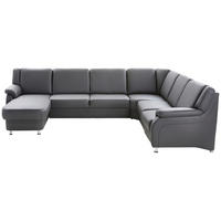 WOHNLANDSCHAFT Anthrazit Echtleder  - Anthrazit/Alufarben, KONVENTIONELL, Leder/Metall (165/329/239cm) - Beldomo Premium