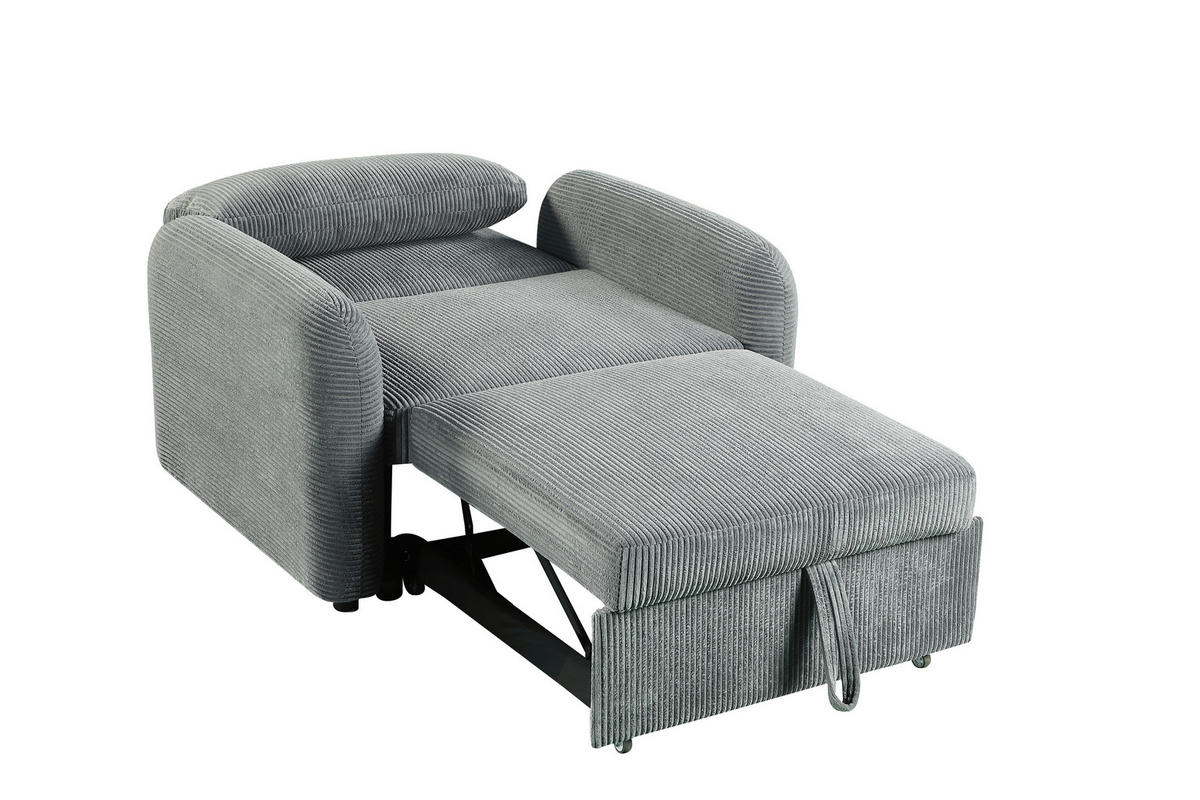 SCHLAFSESSEL PIANA Cord Dunkelgrau Liegefunktion  - Dunkelgrau/Schwarz, Design, Kunststoff/Textil (108/86/90cm) - MID.YOU