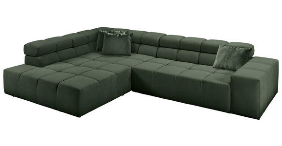 ECKSOFA Olivgrün Feincord  - Schwarz/Olivgrün, Design, Kunststoff/Textil (215/319cm) - Hom`in