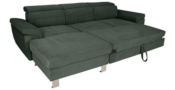 ECKSOFA in Cord Waldgrün - Waldgrün/Silberfarben, Design, Textil/Metall (167/250cm) - Xora