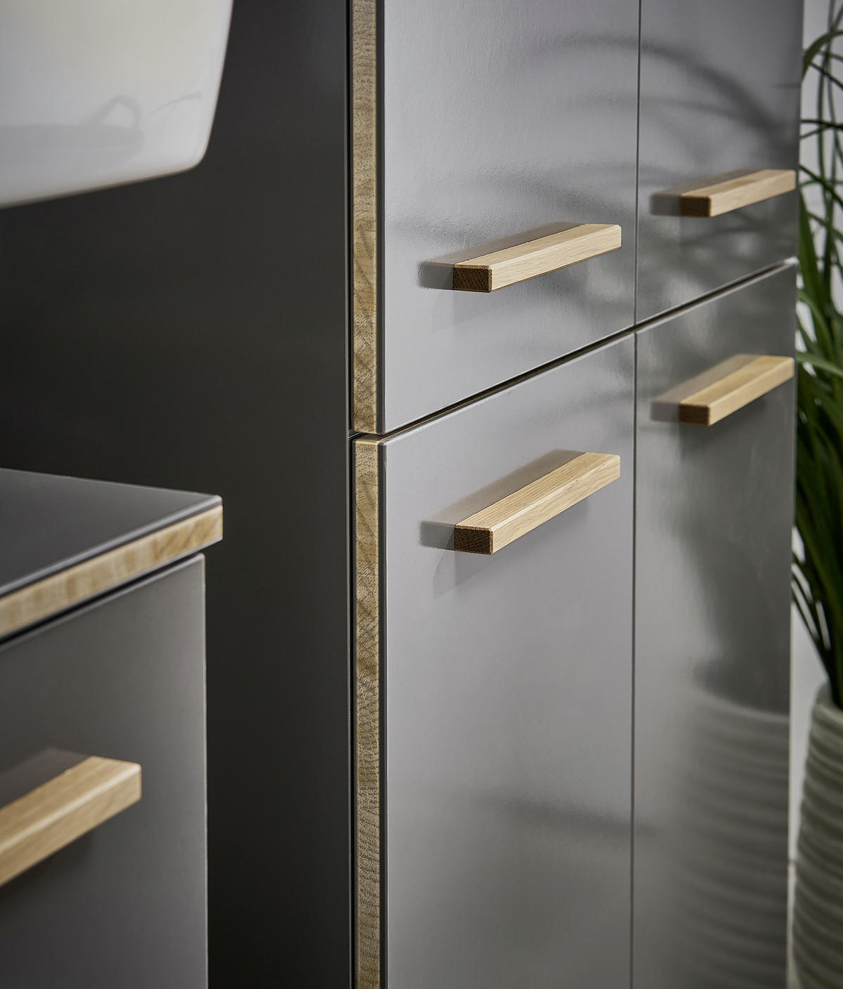 MIDISCHRANK 60/123,2/33 cm  - Eichefarben/Grau, Konventionell, Holzwerkstoff (60/123,2/33cm) - Xora