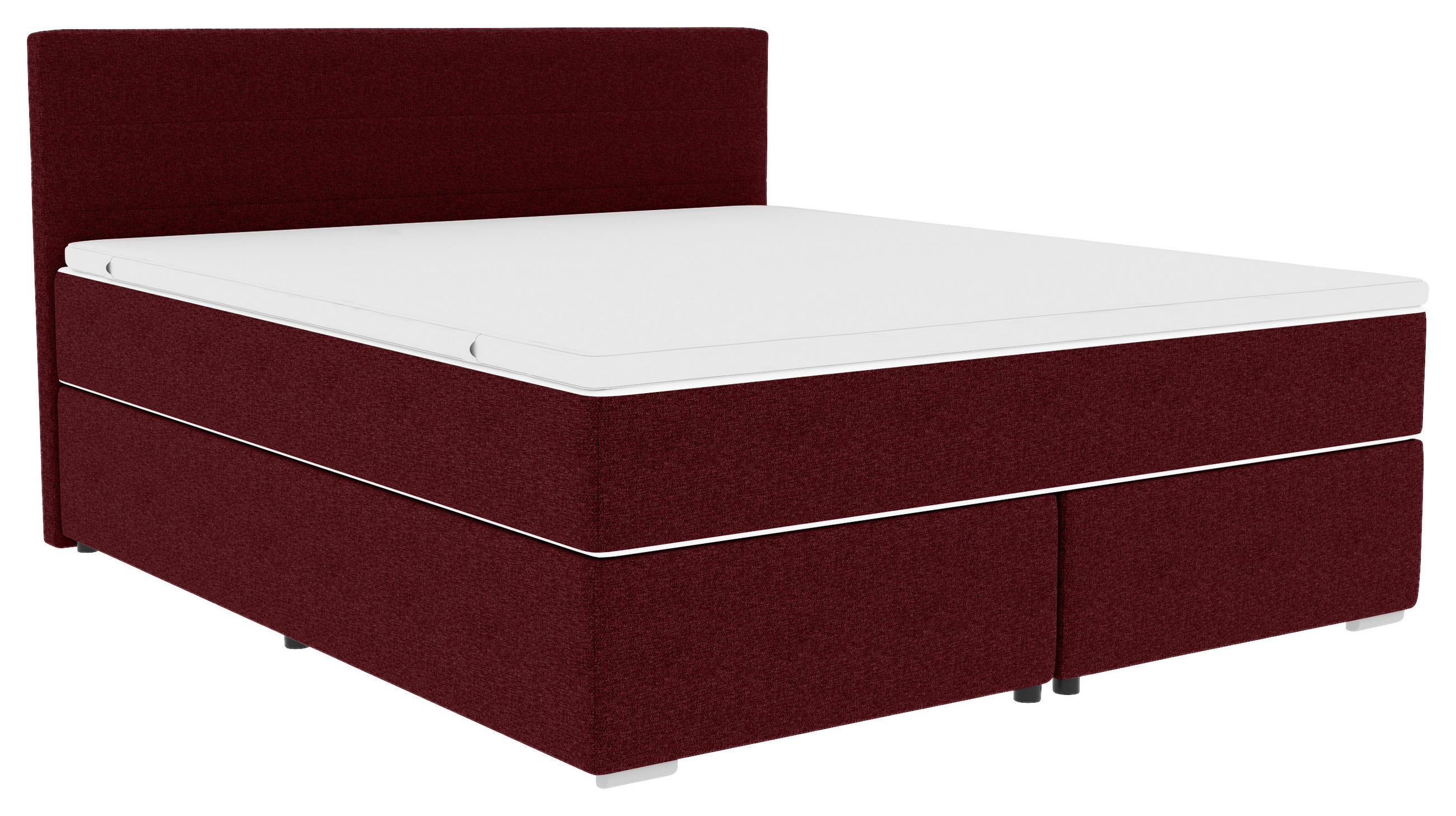 BOXSPRINGBETT 180/200 cm  in Weinrot  - Chromfarben/Weinrot, KONVENTIONELL, Kunststoff/Textil (180/200cm) - Boxxx
