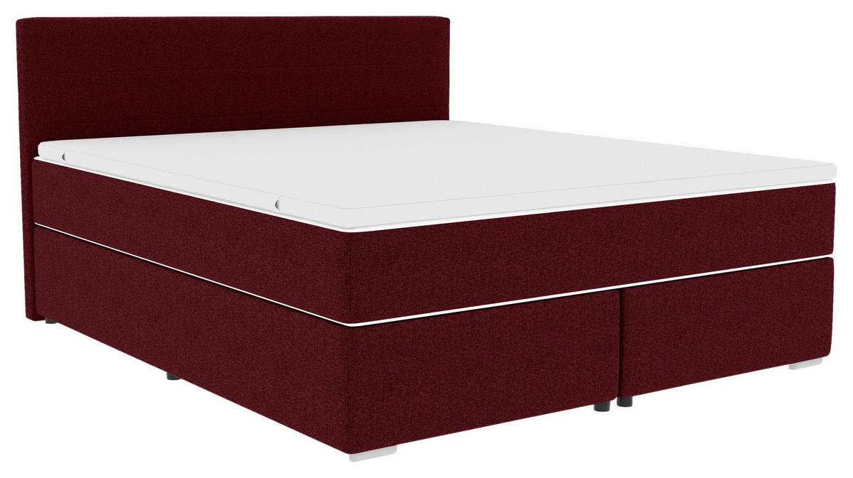 BOXSPRINGBETT 140/200 cm  in Weinrot  - Chromfarben/Weinrot, KONVENTIONELL, Kunststoff/Textil (140/200cm) - Boxxx