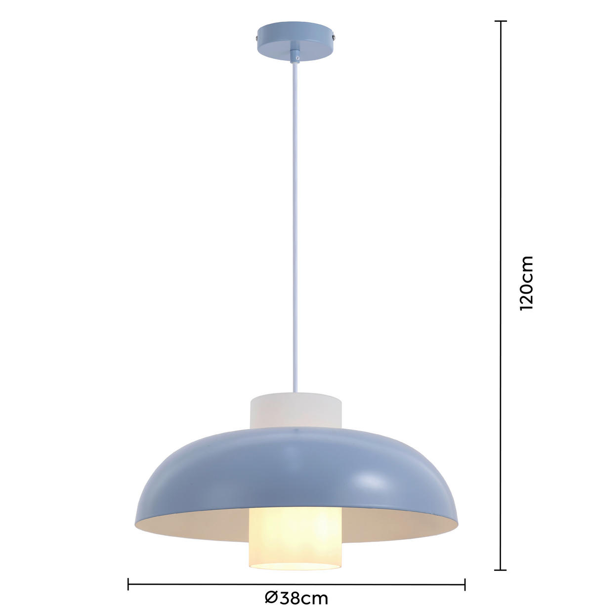 HÄNGELEUCHTE 38/120 cm   - Blau/Weiß, Trend, Glas/Metall (38/120cm) - Collet's Monde