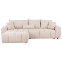 ECKSOFA in Velours Creme  - Creme/Schwarz, Konventionell, Kunststoff/Textil (168/298cm) - Carryhome