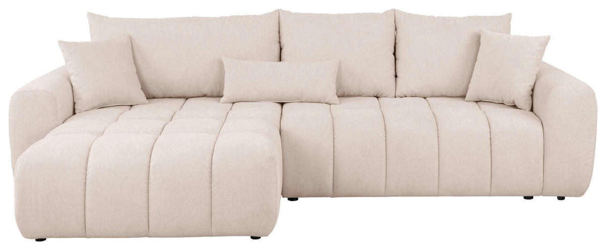 ECKSOFA in Velours Creme  - Creme/Schwarz, Konventionell, Kunststoff/Textil (168/298cm) - Carryhome