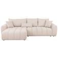 ECKSOFA in Velours Creme  168/298 cm  - Creme/Schwarz, KONVENTIONELL, Kunststoff/Textil (168/298cm) - Carryhome