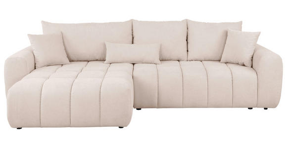 ECKSOFA in Velours Creme 168/298 cm - Creme/Schwarz, KONVENTIONELL, Kunststoff/Textil (168/298cm) - Carryhome