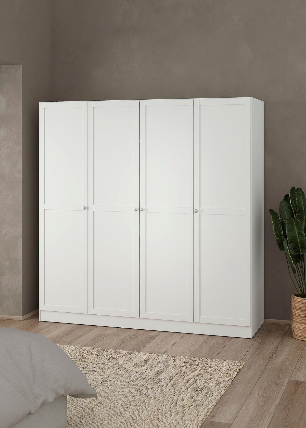 DREHTÜRENSCHRANK in Weiss  - Weiss/Silberfarben, Modern, Holzwerkstoff/Metall (195,5/200/61,7cm) - MID.YOU