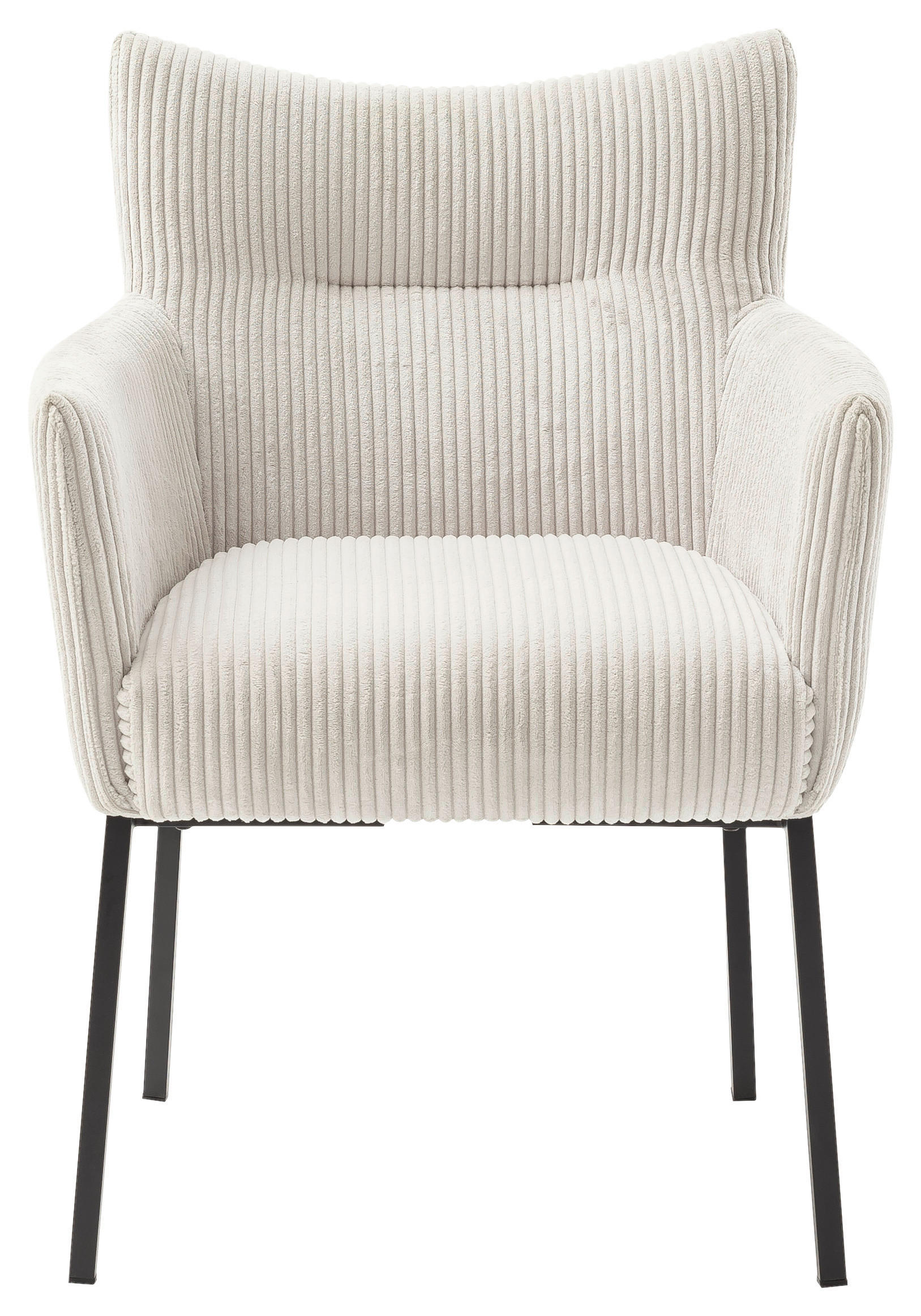 ARMLEHNSTUHL  in Eisen Cord  - Creme/Schwarz, Design, Textil/Metall (63/86/65cm) - Novel