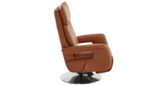 RELAXSESSEL in Leder Braun - Edelstahlfarben/Braun, Design, Leder/Metall (78/112/85cm) - Cantus