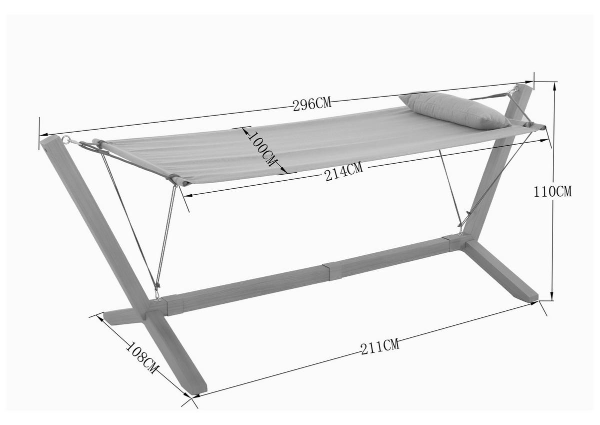 HÄNGEMATTE  - Gelb/Hellgrau, Modern, Textil/Metall (296/111/108cm) - Beldano