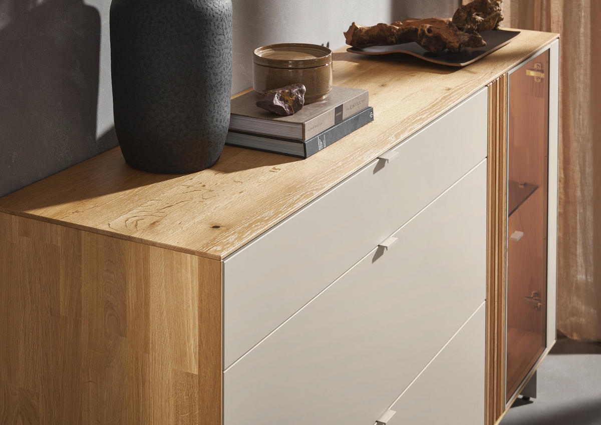 SIDEBOARD 181,9/87,9/45,2 cm  - Kaschmir/Wildeiche, Design, Glas/Holz (181,9/87,9/45,2cm) - Dieter Knoll