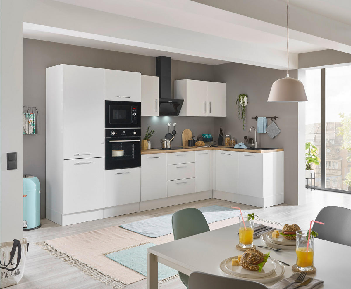 ECKKÜCHE 330/165 cm  in Weiß, Eiche Artisan  - Chromfarben/Weiß, Basics, Holzwerkstoff/Metall (330/165cm) - MID.YOU