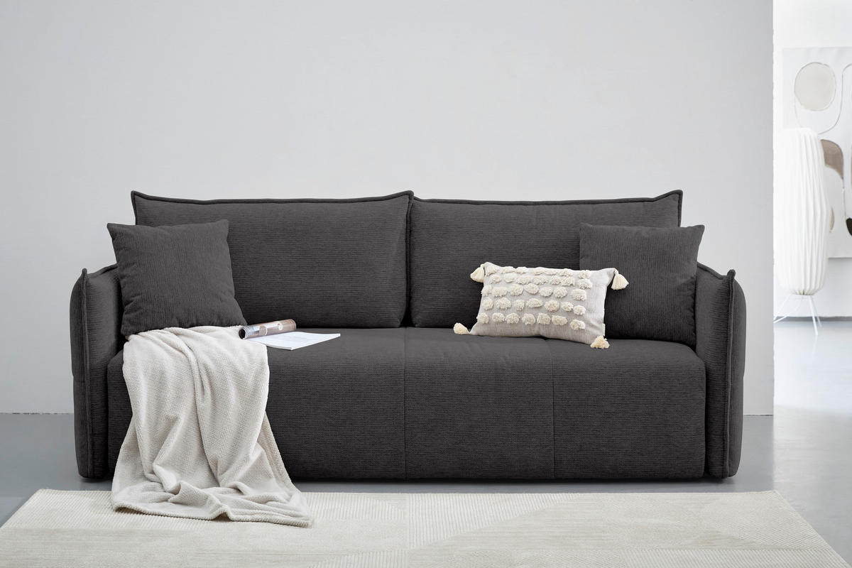 SCHLAFSOFA in Webstoff Schwarz  - Schwarz, Konventionell, Kunststoff/Textil (224/90/107cm) - Carryhome