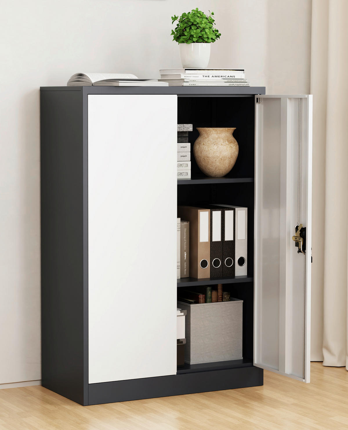 AKTENSCHRANK Anthrazit, Weiß  - Anthrazit/Weiß, KONVENTIONELL, Metall (80/120/40cm) - MID.YOU