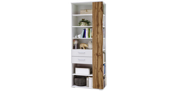 REGAL 74/197/38 cm Weiß, Eichefarben - Chromfarben/Eichefarben, Design, Holzwerkstoff/Kunststoff (74/197/38cm) - Xora