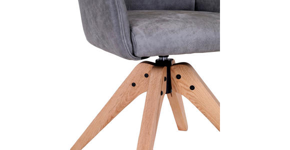 ARMLEHNSTUHL in Lederlook - Eichefarben/Grau, Design, Holz/Textil (62/84/56cm) - Landscape