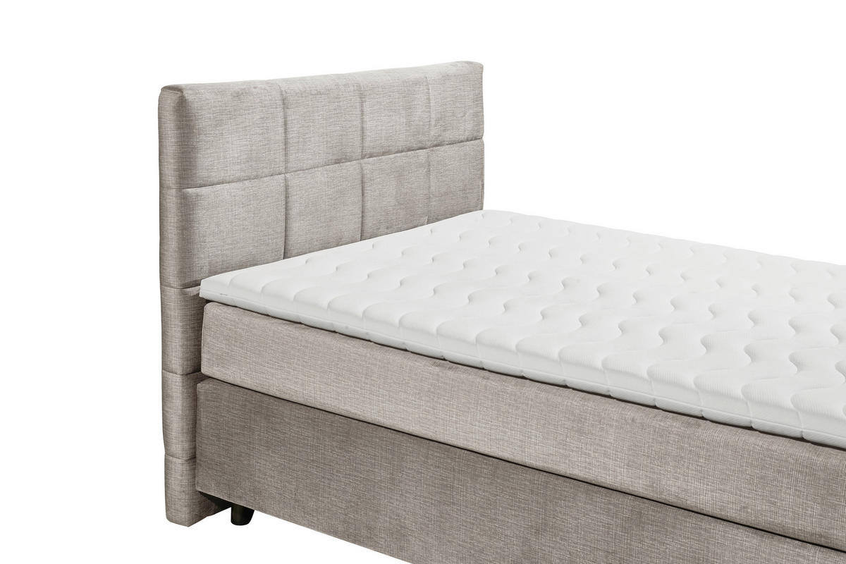 BOXSPRINGBETT 140/200 cm  in Hellgrau  - Hellgrau/Schwarz, Design, Holzwerkstoff/Kunststoff (140/200cm) - Xora