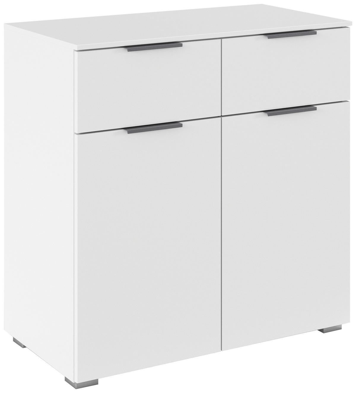 KOMMODE 80/81/42 cm Weiss  - Weiss/Alufarben, Modern, Holzwerkstoff (80/81/42cm) - Rauch Möbel