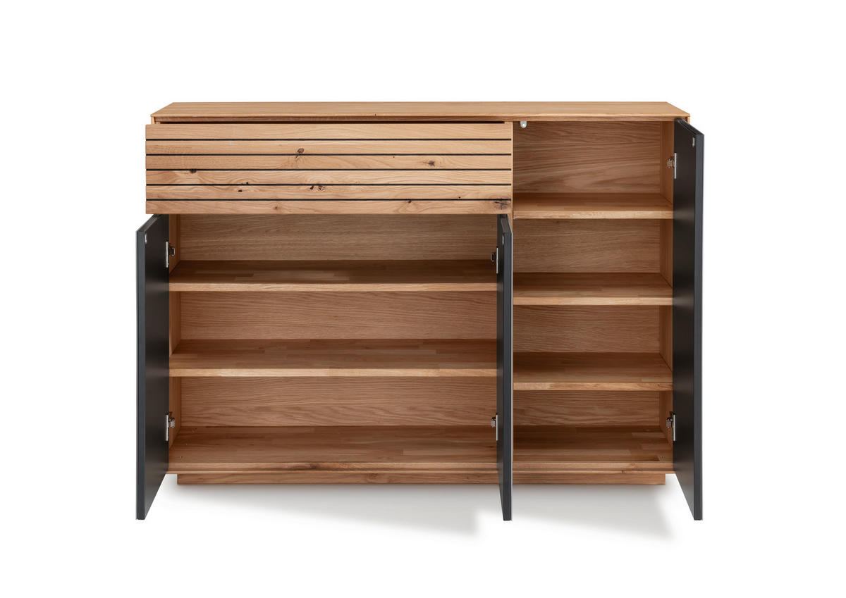 KOMMODE Riva  in 119/84/37 cm  - Wildeiche/Weiß, MODERN, Glas/Holz (119/84/37cm) - Linea Natura