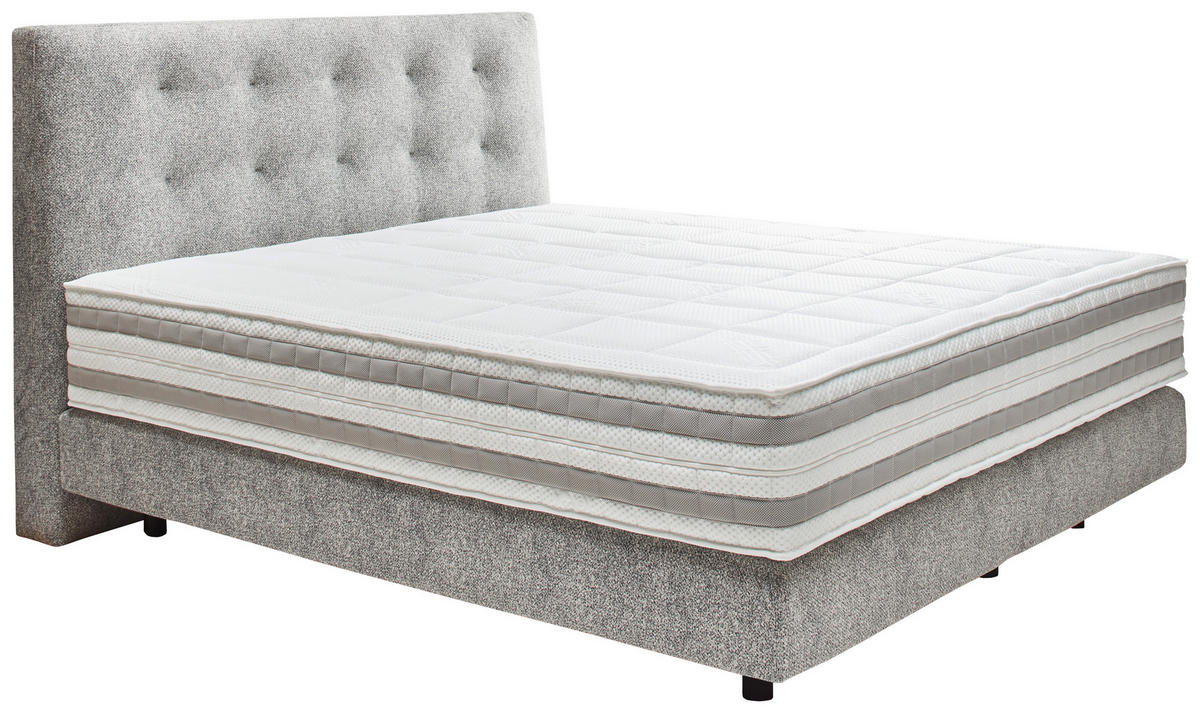 BOXSPRINGBETT 180/200 cm  in Grau  - Schwarz/Grau, KONVENTIONELL, Kunststoff/Textil (180/200cm) - Dieter Knoll