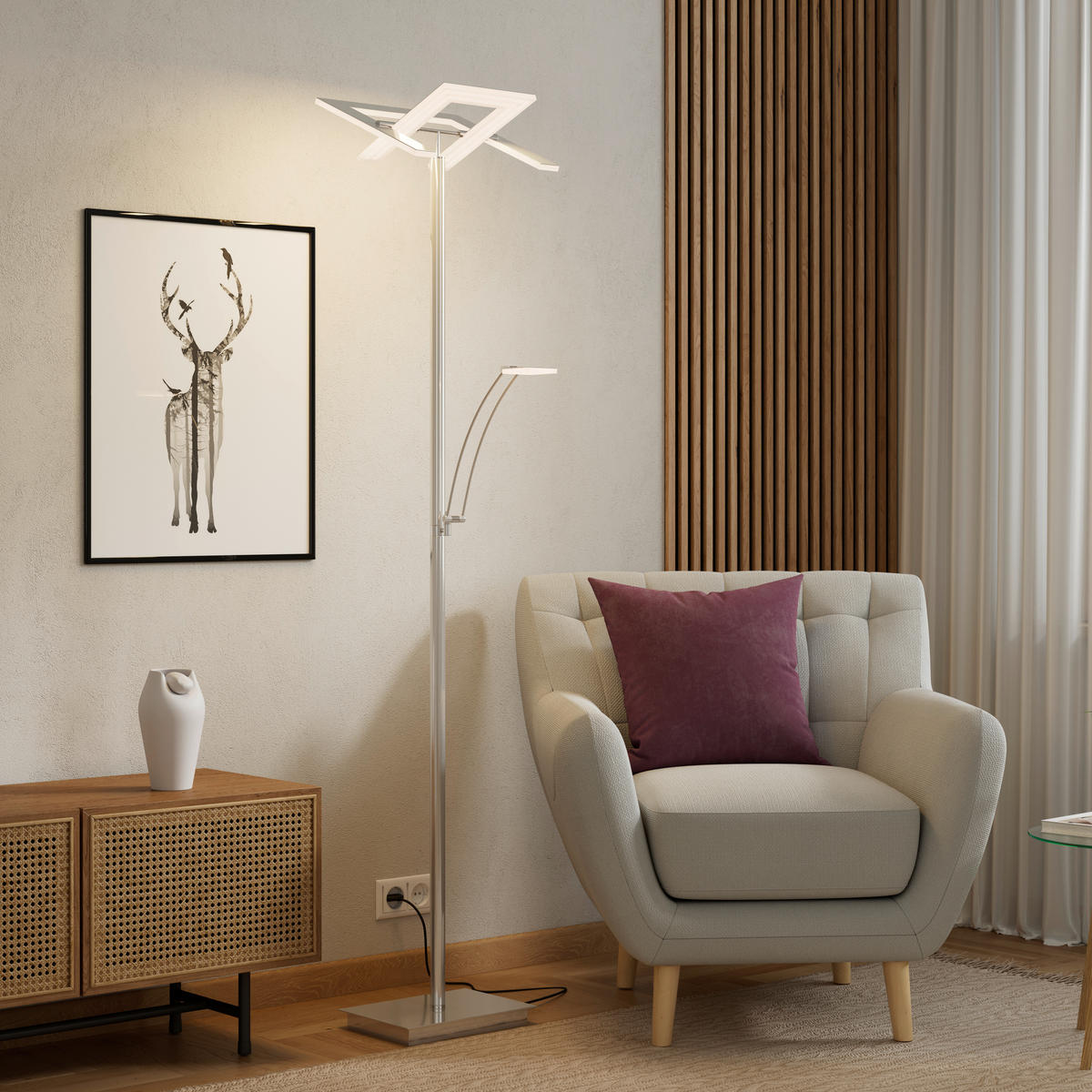 LED-DECKENFLUTER Niko 35/180 cm  - Nickelfarben, KONVENTIONELL, Kunststoff/Metall (35/180cm) - Dieter Knoll