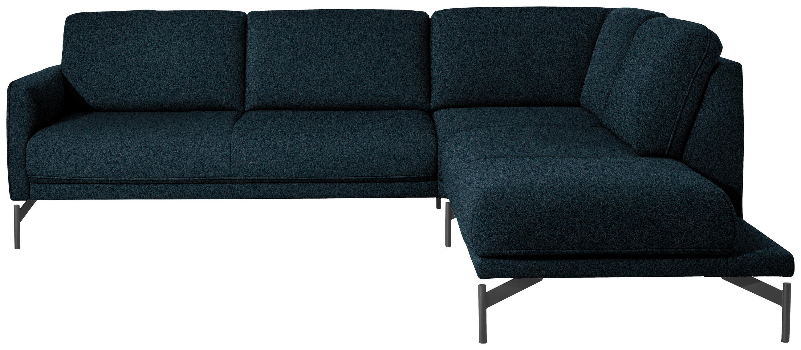 ECKSOFA in Flachgewebe, Struktur Dunkelblau  - Anthrazit/Dunkelblau, Design, Textil/Metall (254/230cm) - Johann Jakob