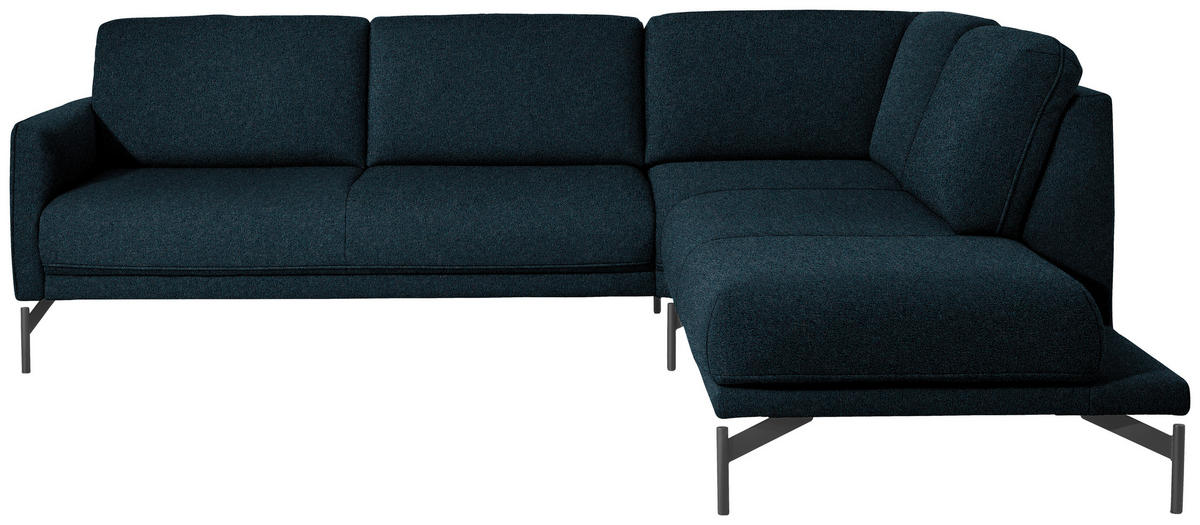 ECKSOFA in Flachgewebe, Struktur Dunkelblau  - Anthrazit/Dunkelblau, Design, Textil/Metall (254/230cm) - Johann Jakob