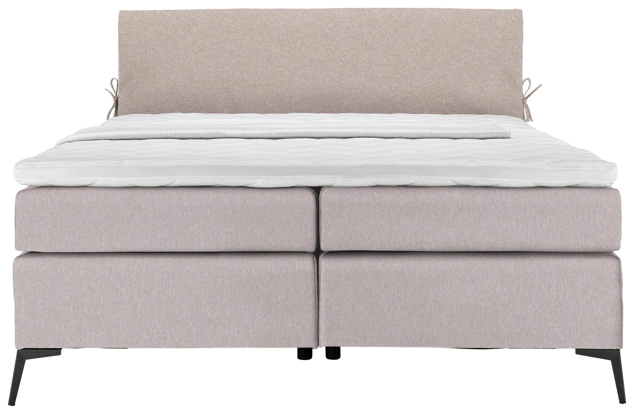 BOXSPRINGBETT 180/200 cm  in Hellgrau, Beige  - Beige/Hellgrau, Design, Textil/Metall (180/200cm) - Hom`in
