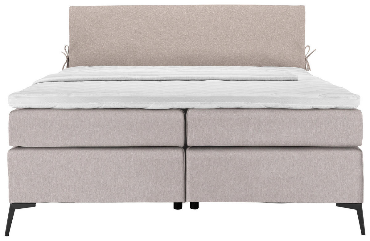 BOXSPRINGBETT 180/200 cm  in Hellgrau, Beige  - Beige/Hellgrau, Design, Textil/Metall (180/200cm) - Hom`in