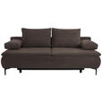 BOXSPRINGSOFA  mit Stoffauswahl, Schlafen auf Sitzhöhe Flachgewebe Dunkelbraun  - Dunkelbraun, KONVENTIONELL, Textil/Metall (204/93/100cm) - Novel