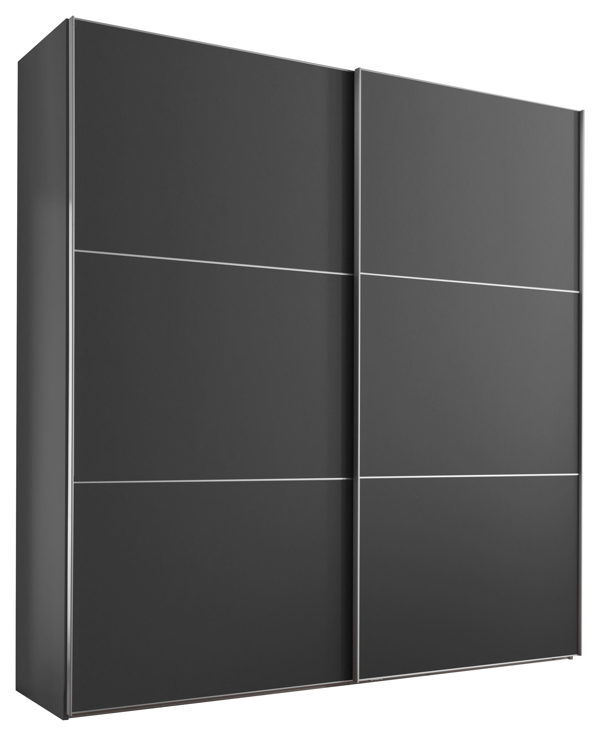 SCHWEBETÜRENSCHRANK  in Anthrazit  - Anthrazit/Alufarben, Holzwerkstoff/Metall (200/222/68cm) - Moderano