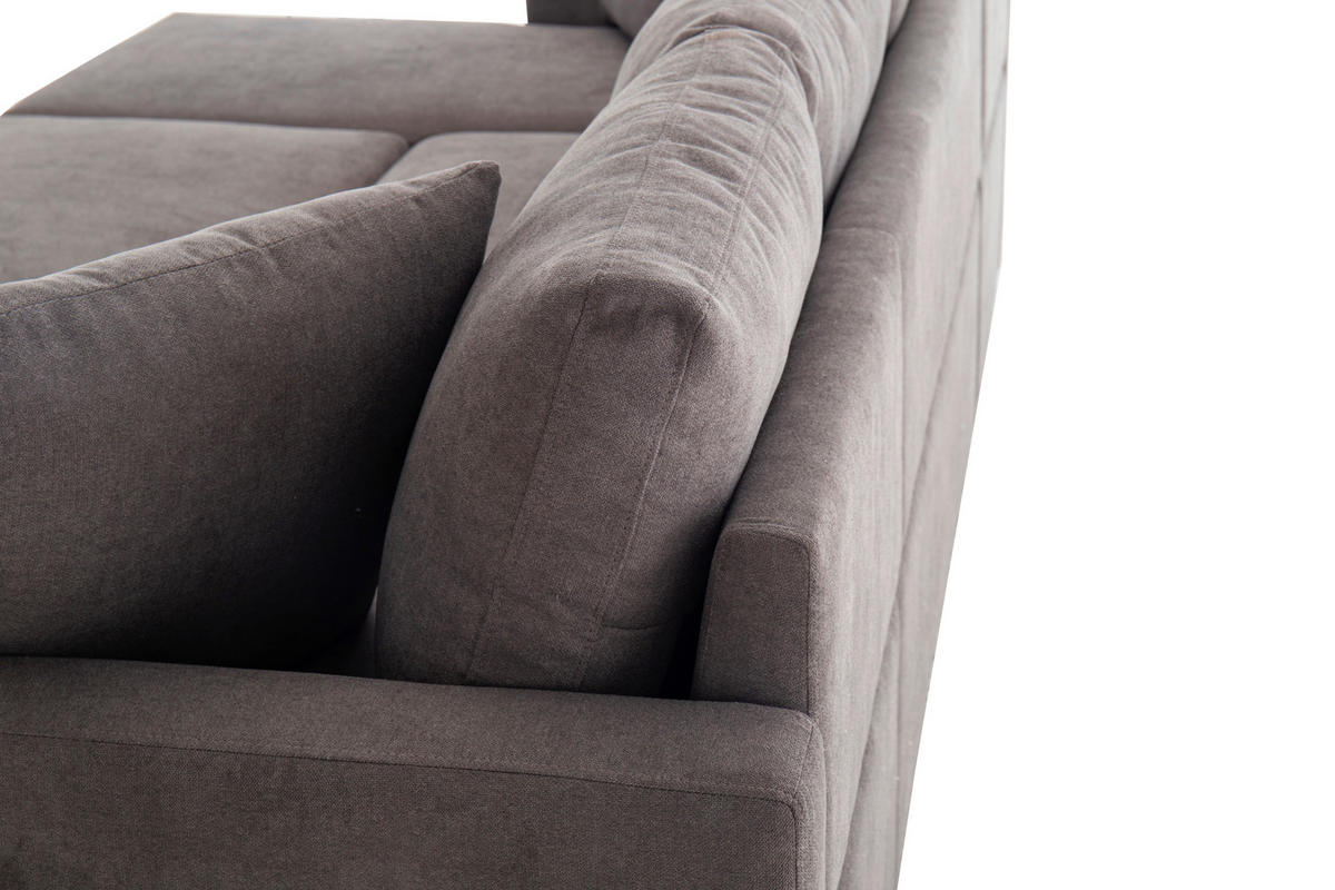 WOHNLANDSCHAFT Dunkelgrau Webstoff  - Dunkelgrau/Schwarz, Design, Holz/Kunststoff (264/88/135,5cm) - Ti'me