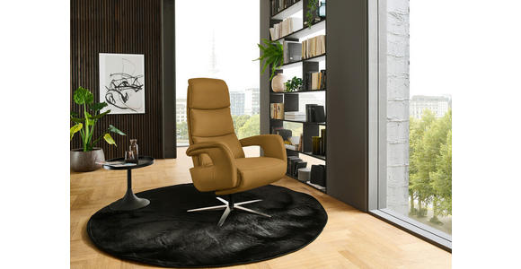 RELAXSESSEL in Leder Currygelb  - Currygelb/Edelstahlfarben, Design, Leder/Metall (76/119/86cm) - Dieter Knoll