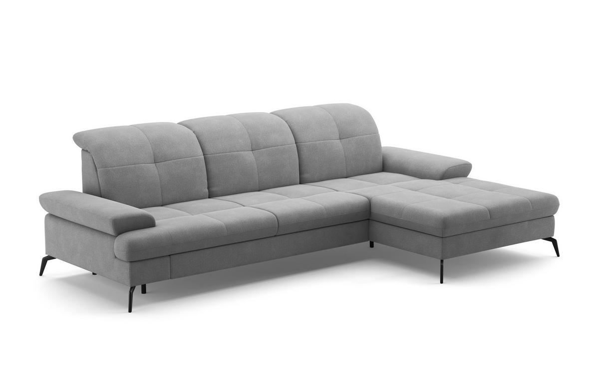 ECKSOFA in Flachgewebe Grau  - Schwarz/Grau, Konventionell, Textil/Metall (279/185cm) - Sit & More