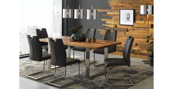 ESSTISCH in Holz, Metall 200/100/77 cm - Edelstahlfarben/Eichefarben, Natur, Holz/Metall (200/100/77cm) - Voleo