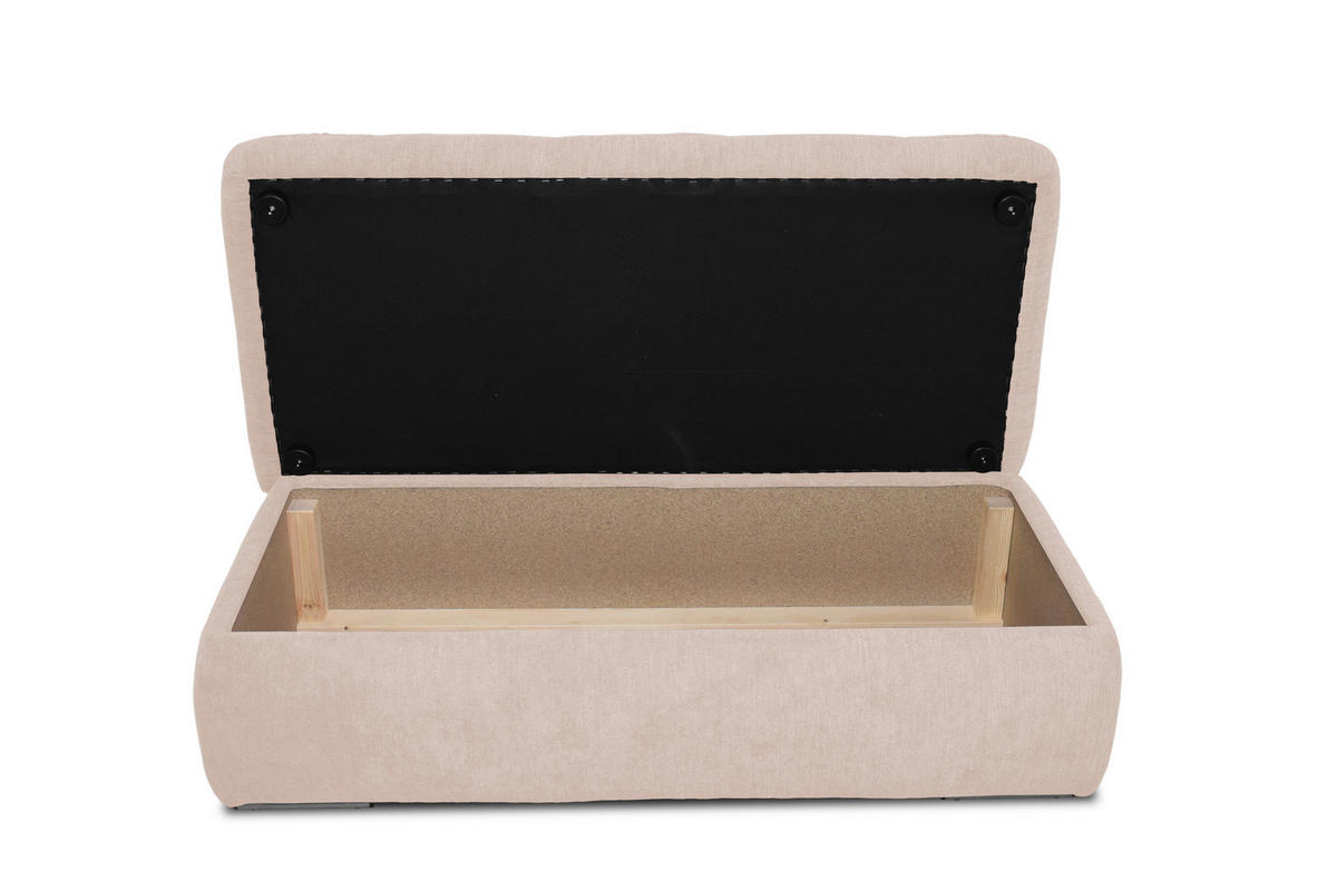 HOCKER Mikrofaser Beige  - Chromfarben/Beige, KONVENTIONELL, Textil/Metall (136/43/64cm) - MID.YOU