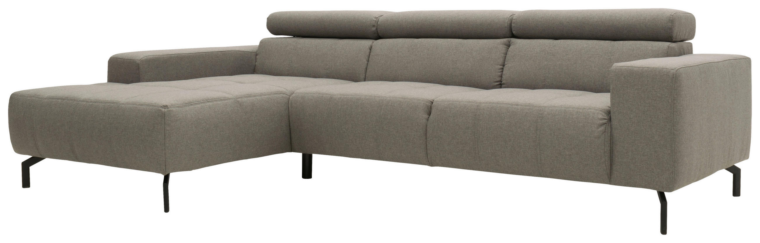 ECKSOFA Silberfarben Webstoff  - Silberfarben/Schwarz, Design, Textil/Metall (175/292cm) - MID.YOU