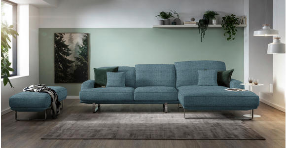 ECKSOFA in Webstoff Blau  - Blau, Design, Textil/Metall (304/184cm) - Dieter Knoll