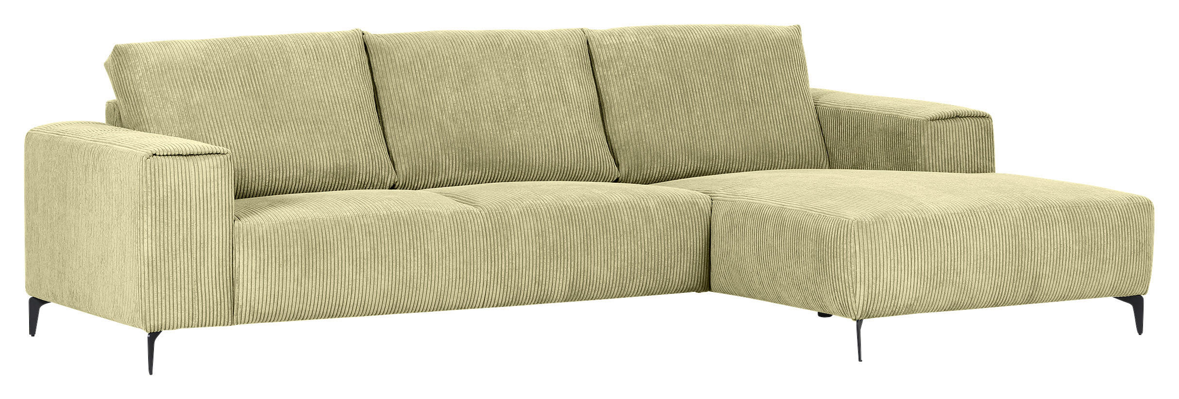 ECKSOFA in Cord Hellgrün  - Schwarz/Hellgrün, Konventionell, Textil/Metall (285/170cm) - Carryhome