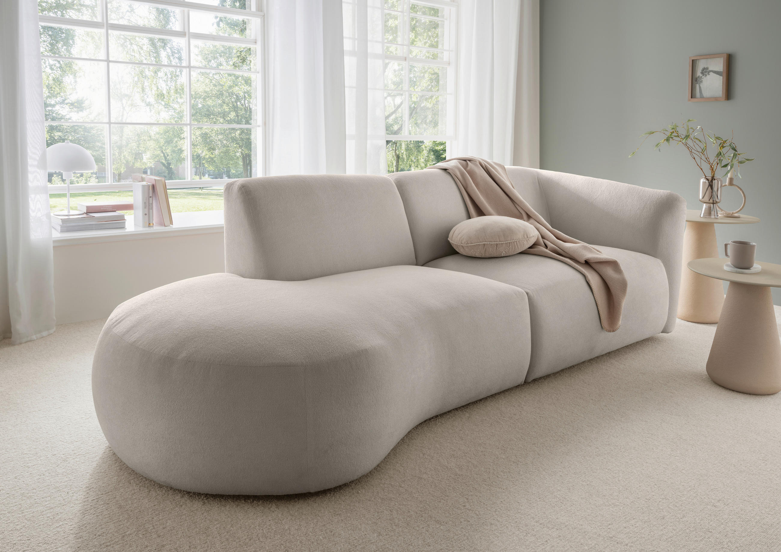 ECKSOFA Jesi Taupe Mikrofaser  - Taupe/Schwarz, MODERN, Kunststoff/Textil (238/107cm) - Livetastic